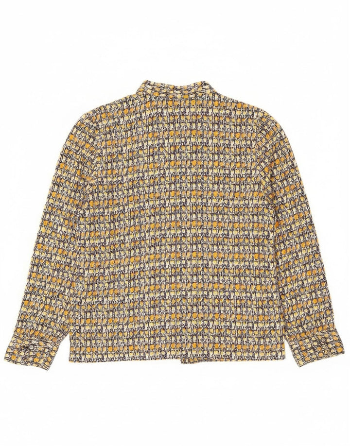 Camisa feminina vintage com padrão abstrato Reino Unido 14 grande multicolorida