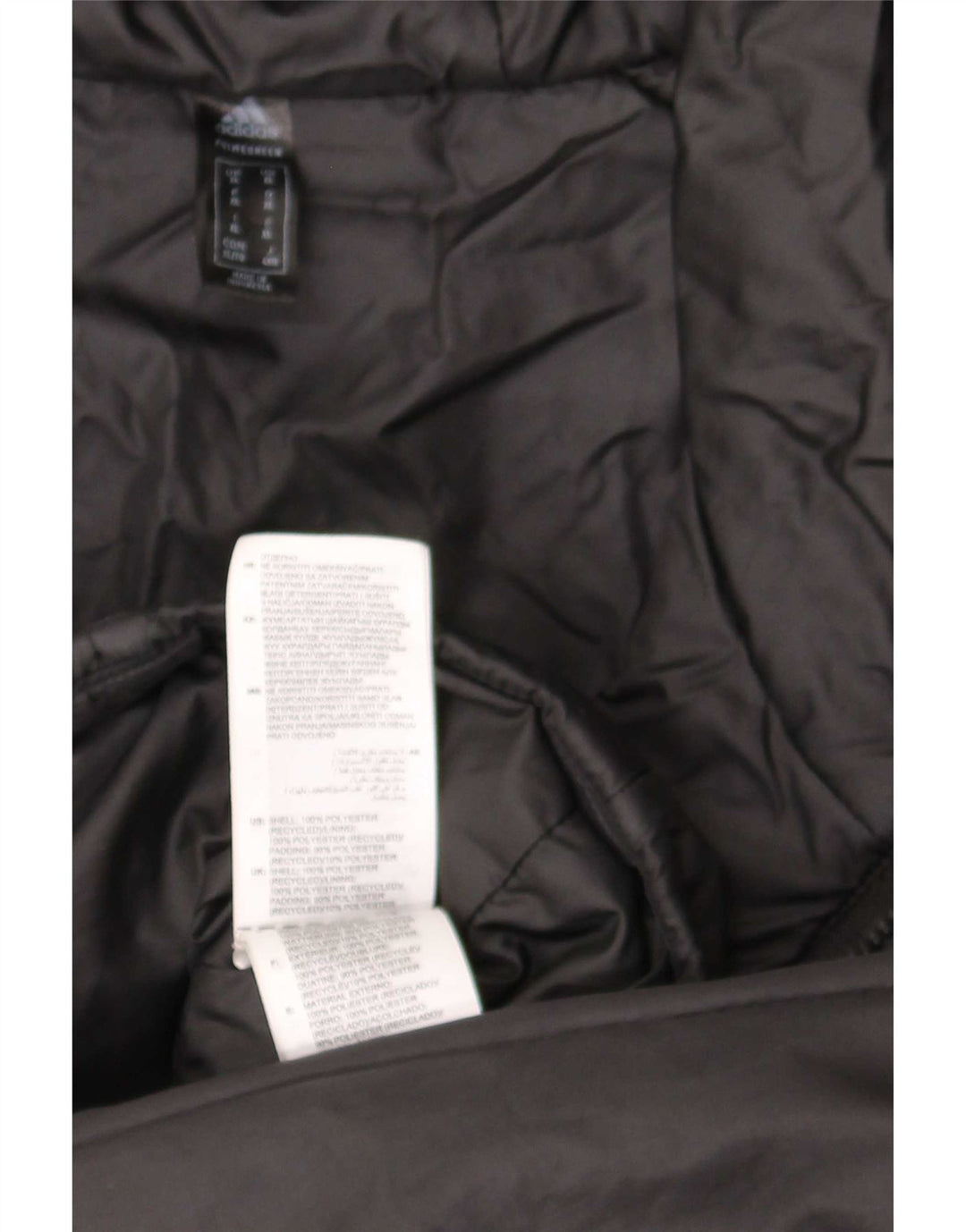 Jaqueta acolchoada com capuz masculina Adidas UK 42 XL poliéster preto