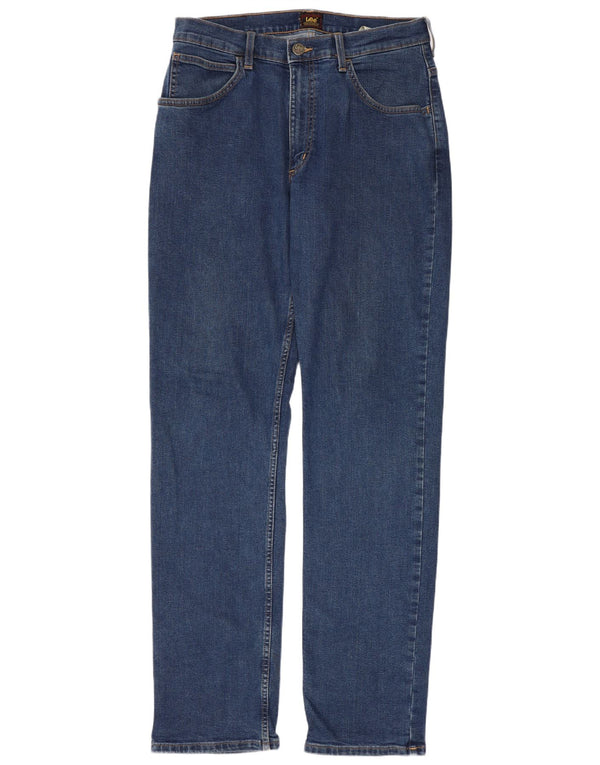 Lee Womens Regular Fit Straight Jeans W32 L34 Azul Algodão