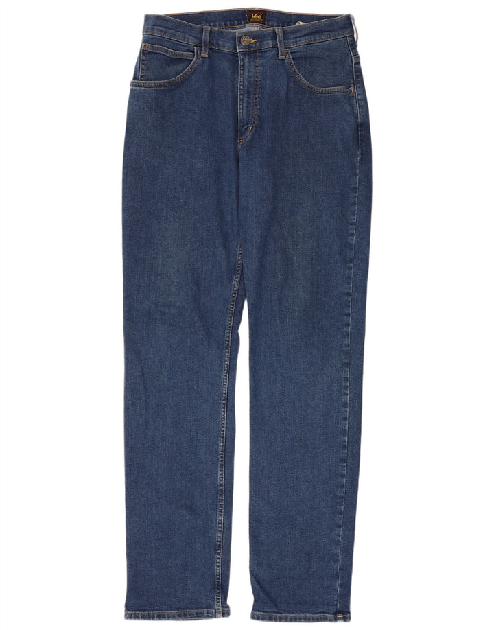 Lee Womens Regular Fit Straight Jeans W32 L34 Azul Algodão