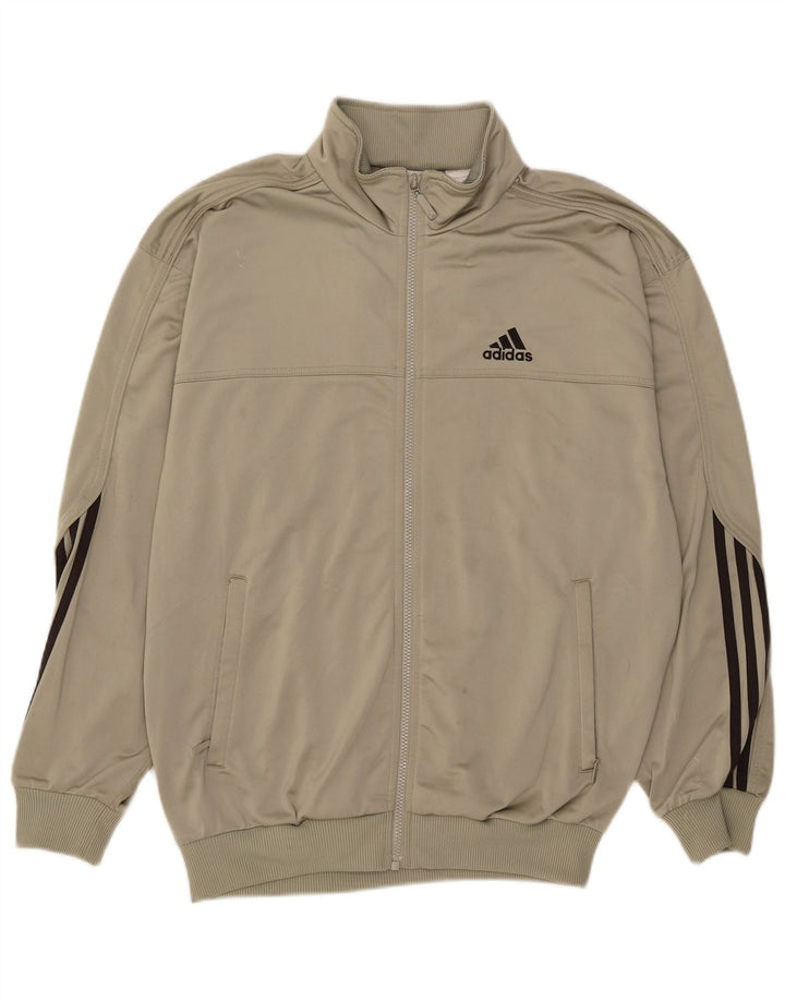 Adidas Mens Tracksuit Top Jacket UK 38/40 Medium Khaki Poliéster