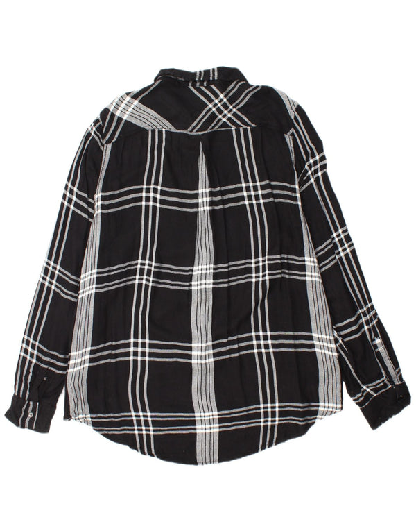 Camisa feminina de flanela CALVIN KLEIN JEANS Reino Unido 18 XL preto xadrez rayon