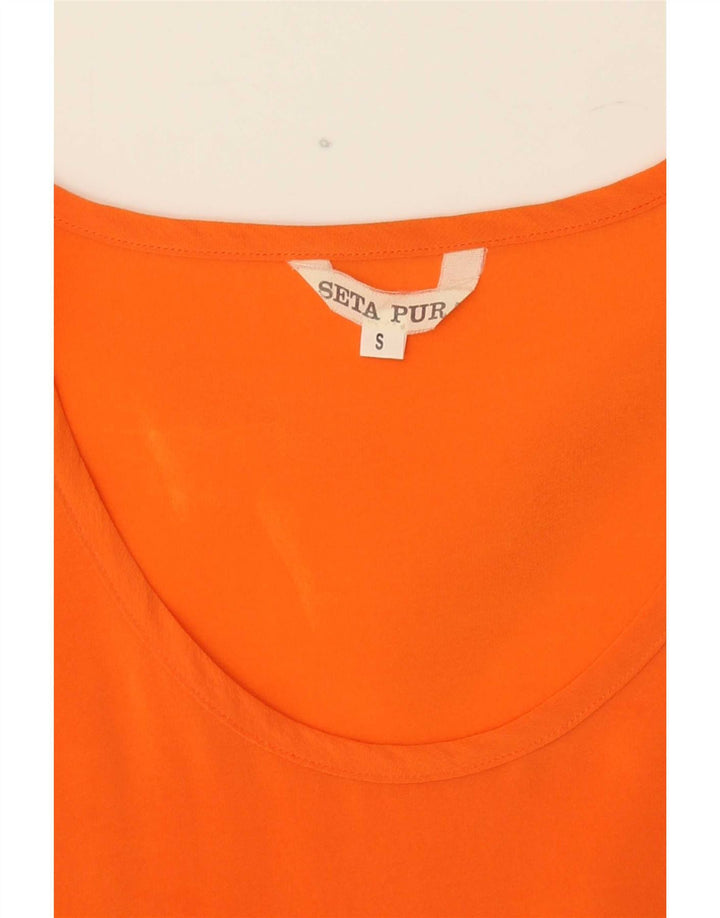 Colete feminino vintage Top UK 10 seda laranja pequena