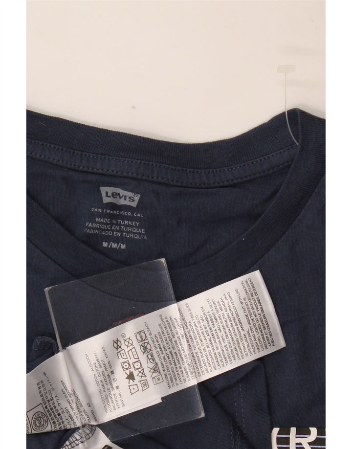 Camiseta gráfica masculina LEVI'S Top médio algodão azul marinho