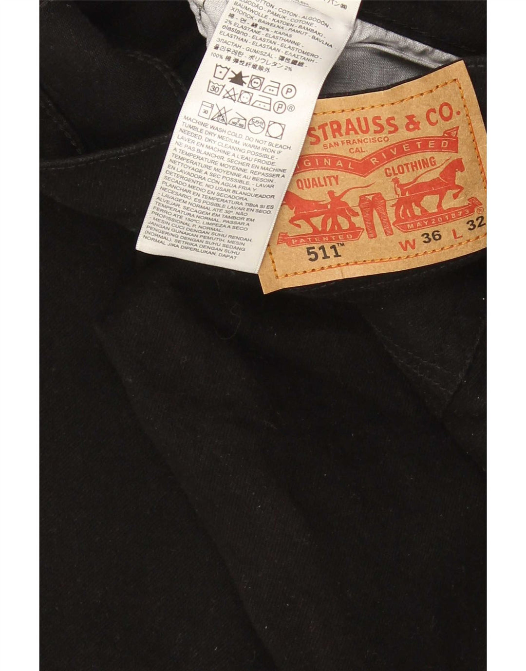 Jeans Levi's 511 Slim Masculino W36 L29 Algodão Preto