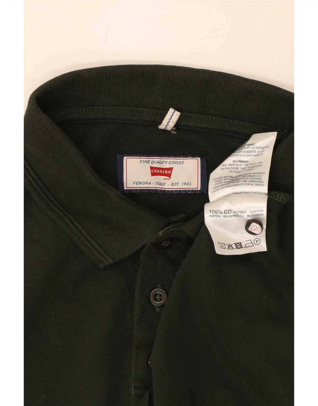 Camisa polo masculina Carrera manga comprida regular fit algodão verde médio