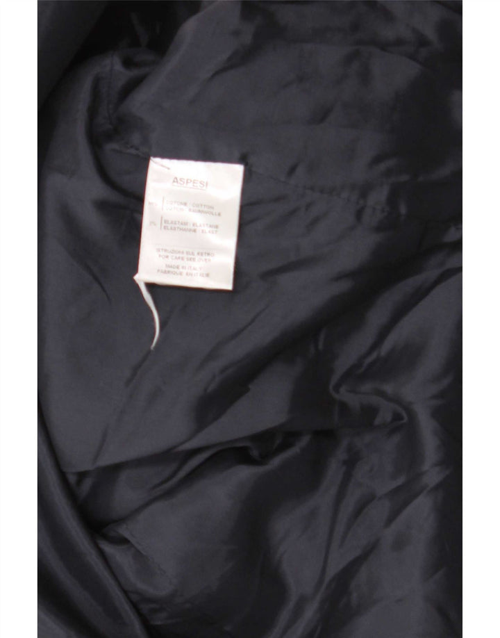 Jaqueta blazer feminina de veludo cotelê com 2 botões Aspesi IT 48 XL azul marinho algodão