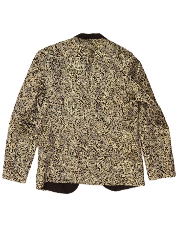 Jaqueta Blazer Masculina Vintage com 1 Botão Reino Unido 38 Paisley Dourado Médio