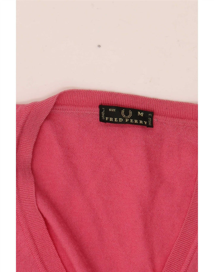 Suéter feminino Fred Perry com decote em V Reino Unido 12 rosa médio