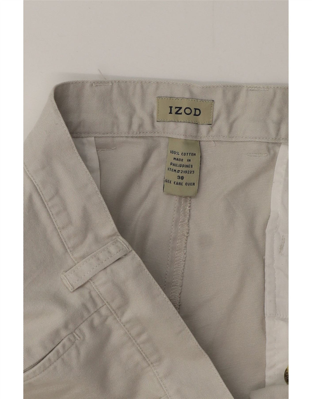 Izod Mens Pegged Chino Shorts W38 XL Algodão Cinza