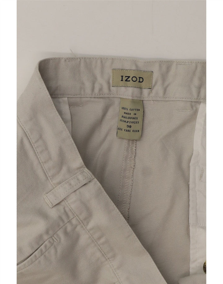 Izod Mens Pegged Chino Shorts W38 XL Algodão Cinza