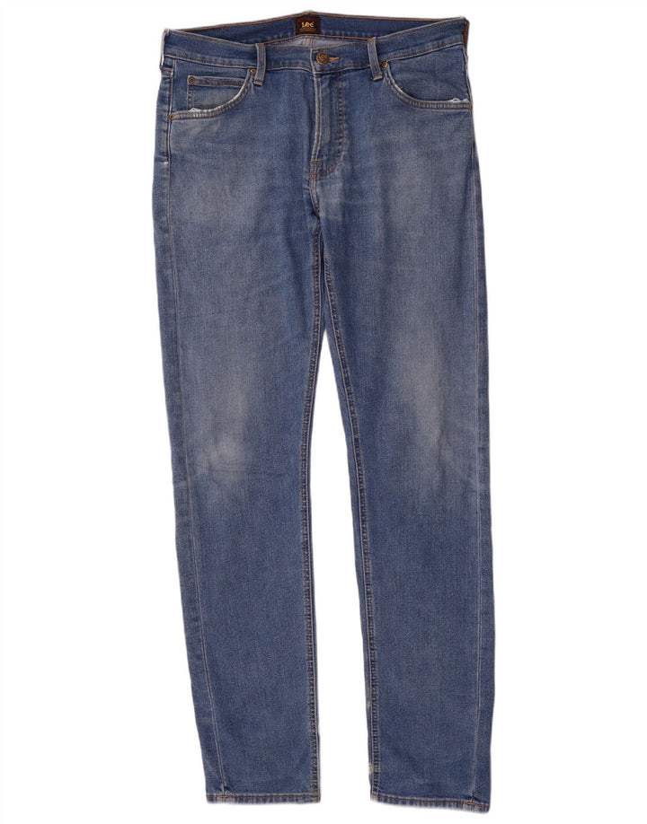 Lee Mens Regular Straight Jeans W32 L34 Azul Algodão