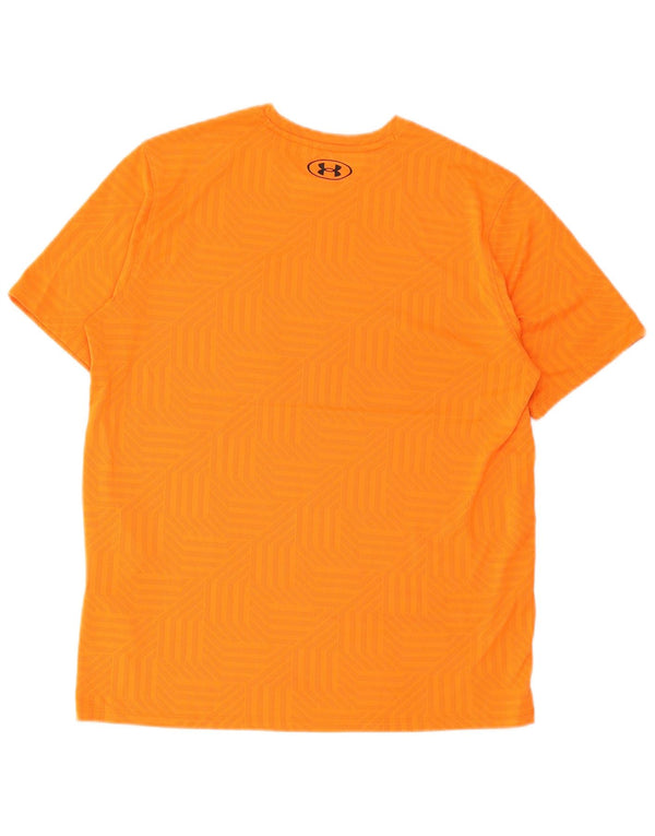 Under Armour Mens Loose Fit T-Shirt Top Medium Orange Geometric Sports