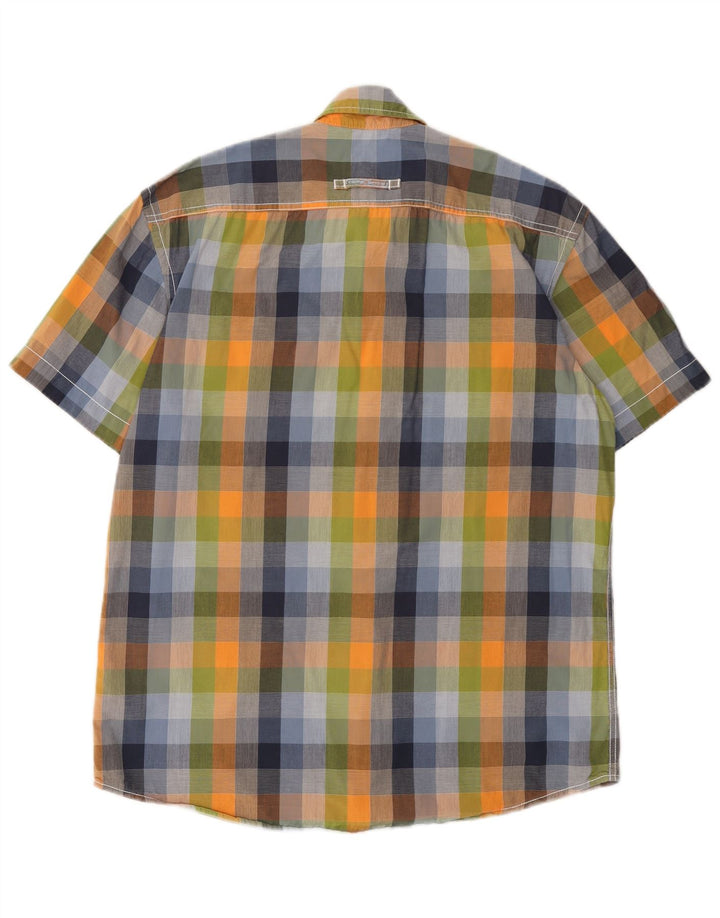 Camisa masculina de manga curta Camel Active, algodão xadrez médio multicolorido
