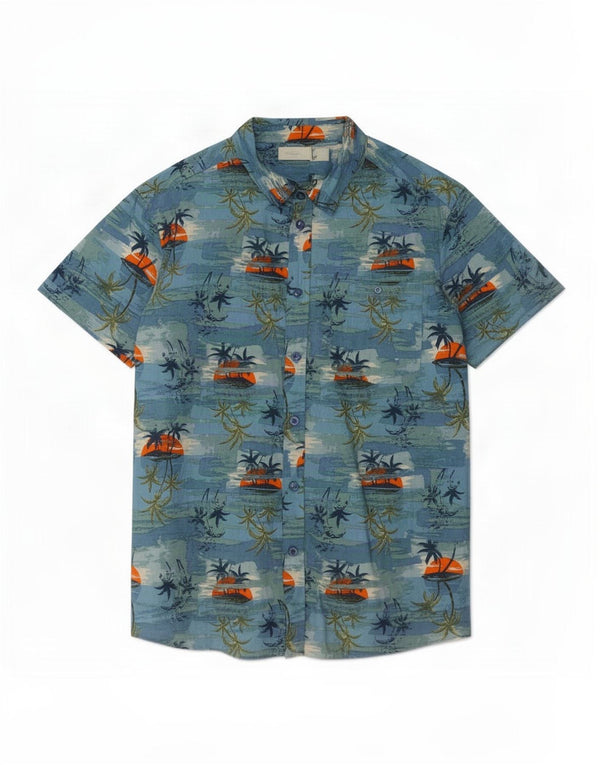 Mountain Warehouse Mens Abstract Pattern Shirt Medium Blue Hawaiian