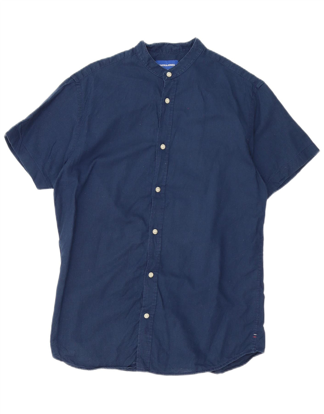 JACK & JONES Camisa masculina de manga curta pequena algodão azul marinho