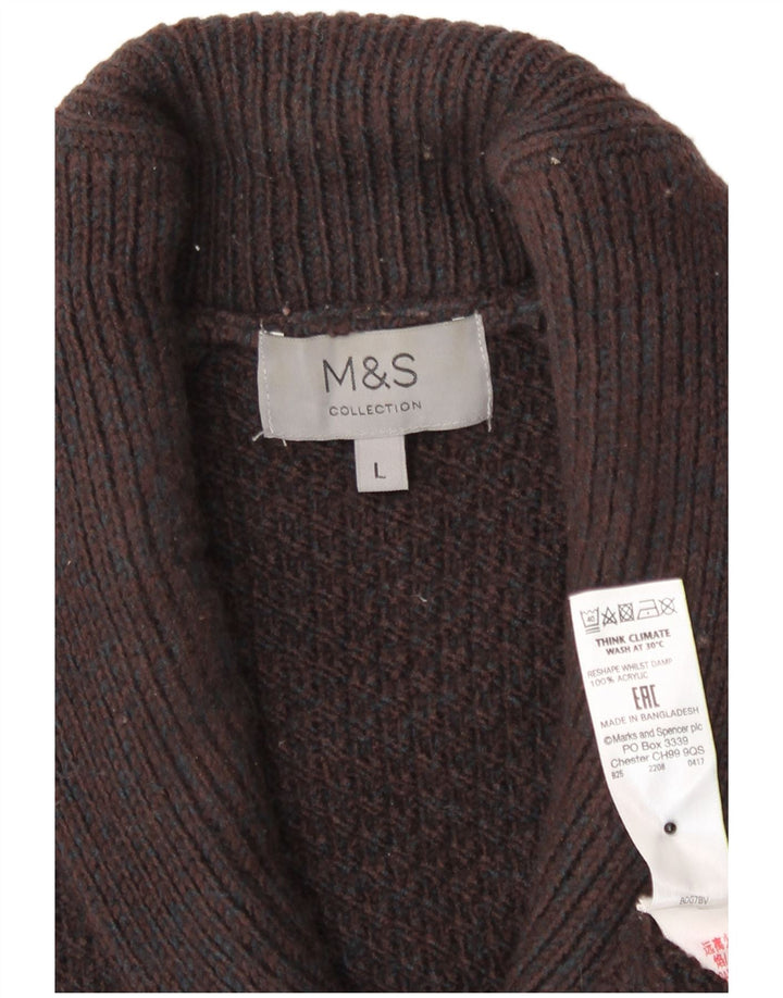Suéter cardigã masculino Marks & Spencer grande acrílico marrom