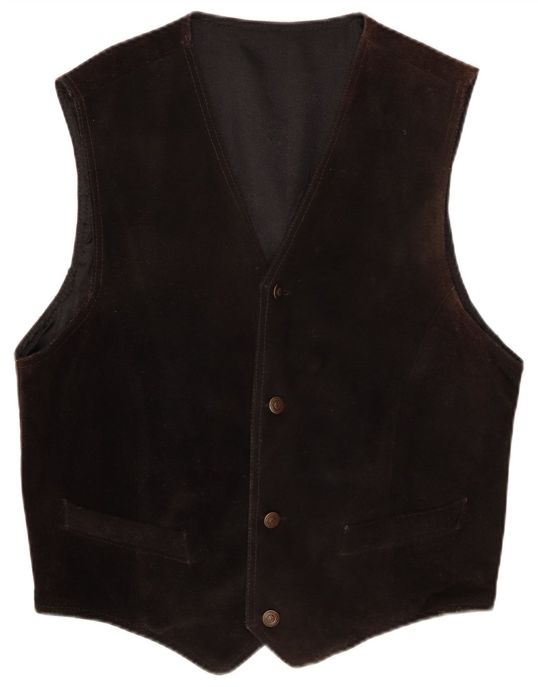 Colete masculino vintage de camurça EU 48 couro marrom médio