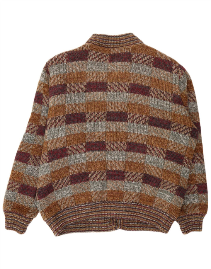 Suéter Cardigan Masculino Vintage XL Xadrez Multicolorido