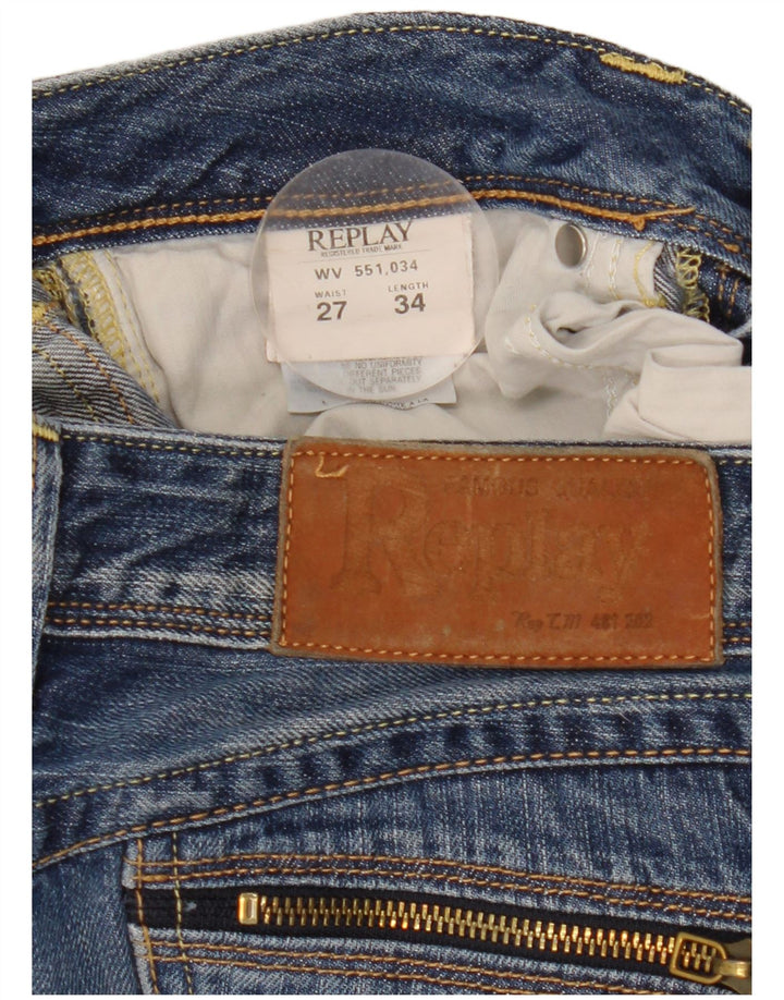 Replay Jeans Slim Feminino W27 L34 Azul Algodão