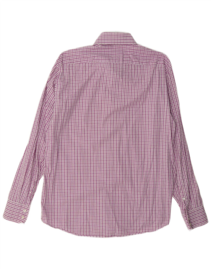 Camisa masculina Hugo Boss Regular Fit tamanho 41 16 grande algodão xadrez rosa