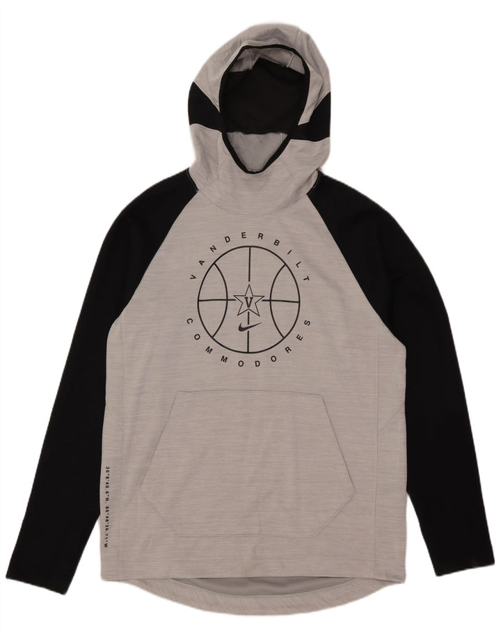Jumper com capuz gráfico Nike feminino Dri Fit UK 14 poliéster cinza médio