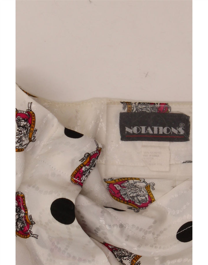 NOTATIONS Blusa feminina com estampa abstrata UK 16 grande poliéster branco