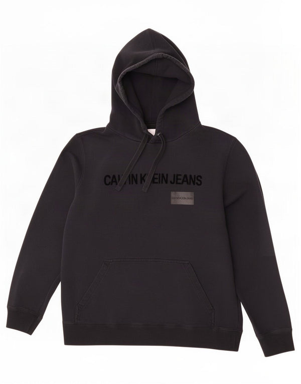 Calvin Klein Jeans feminino moletom com capuz gráfico 2XL algodão preto