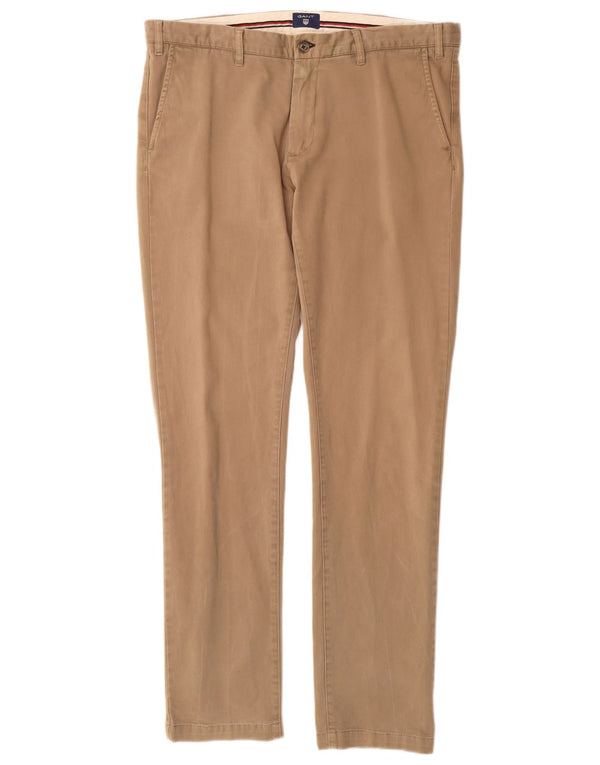 Calça Chino Masculina Slim Gant W35 L34 Algodão Bege