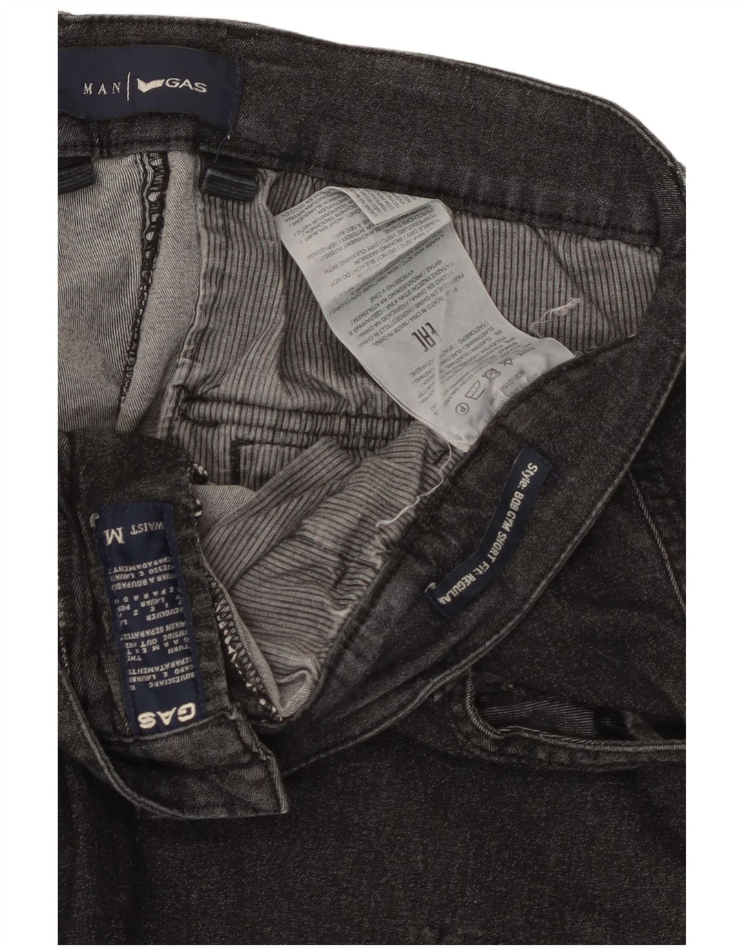 Gas Mens Denim Regular Fit Cargo Shorts Médio W32 Algodão Preto
