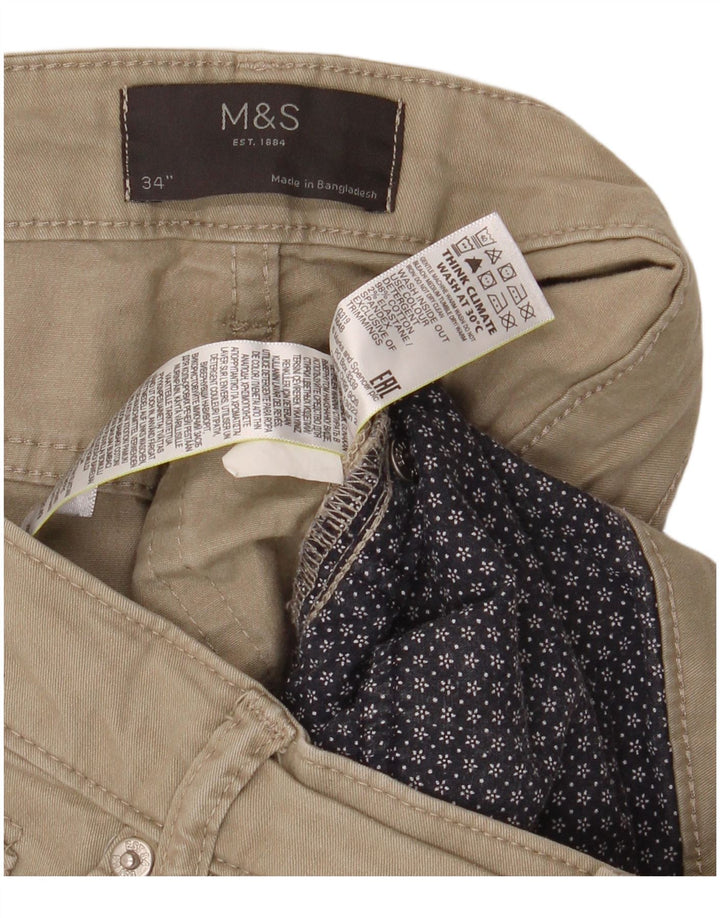 Shorts casuais masculinos Marks & Spencer W34 grande algodão cáqui