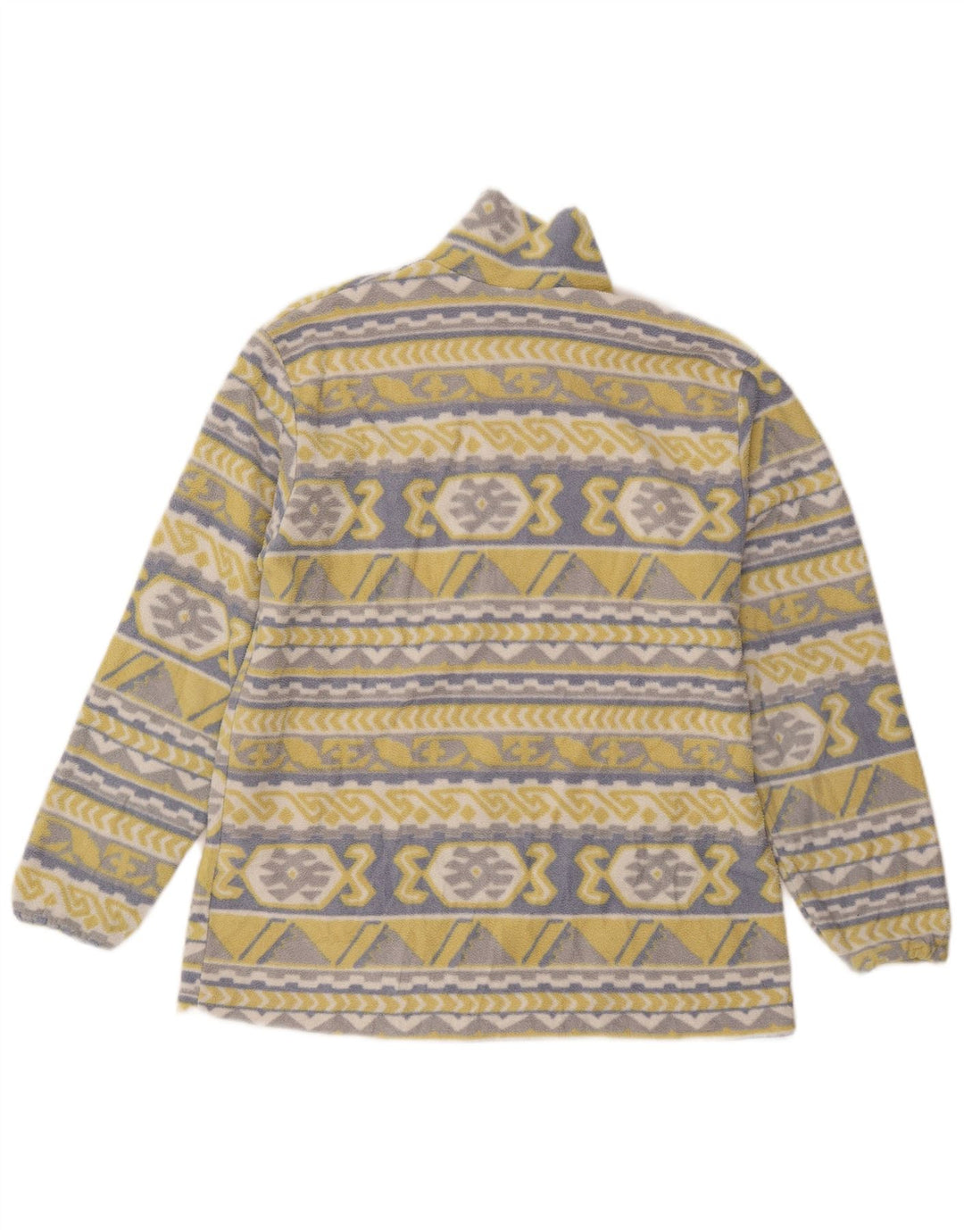 Jaqueta de lã feminina vintage UK 20 2XL amarelo geométrico