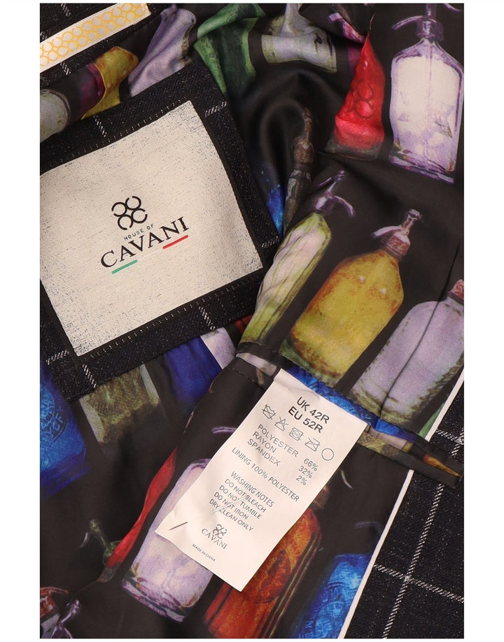 Jaqueta Blazer Masculina Cavani com 2 Botões Reino Unido 42 XL Azul Marinho Xadrez Poliéster