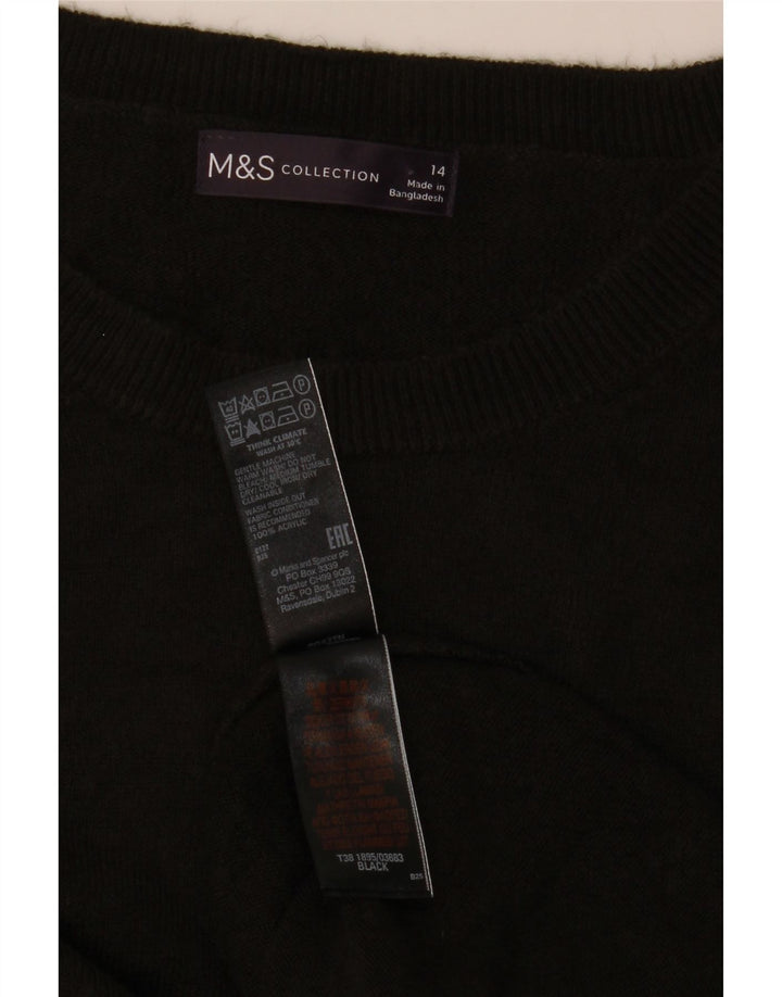 Suéter feminino Marks & Spencer com gola redonda Reino Unido 14 acrílico preto médio