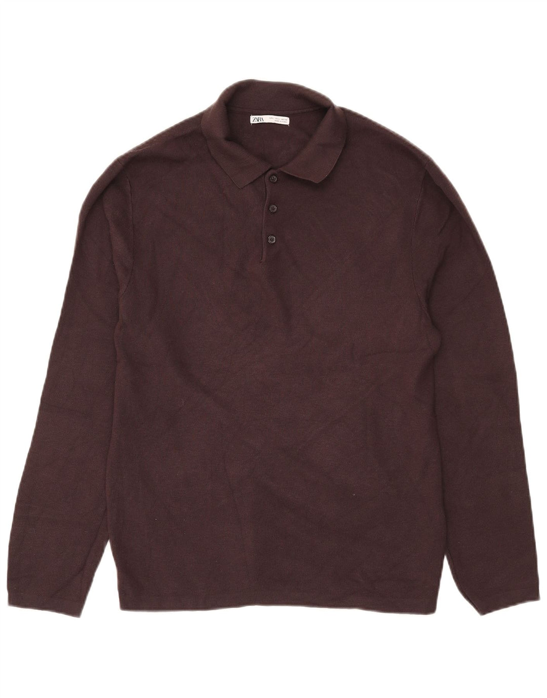 Zara Suéter masculino com gola polo grande marrom
