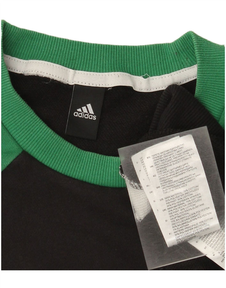 Adidas Mens Moletom Jumper Médio Preto Colorblock Algodão