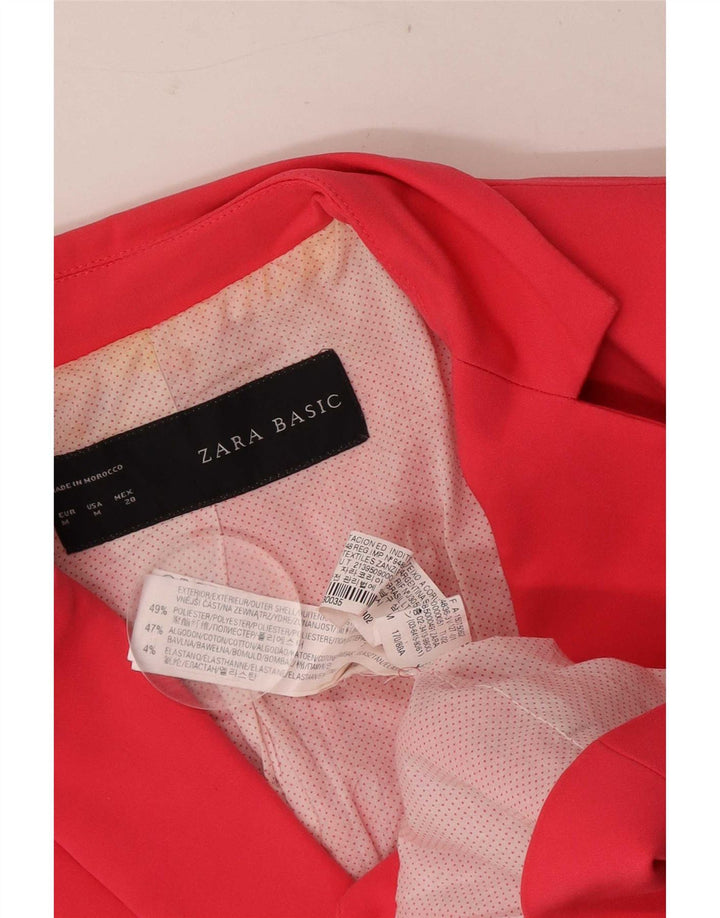 Jaqueta blazer feminina Zara com 1 botão Reino Unido 12 poliéster rosa médio