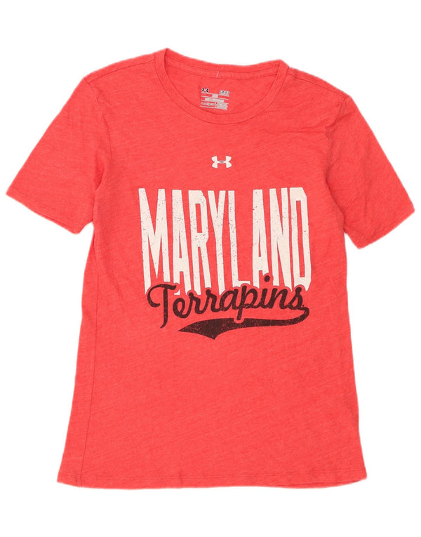 Under Armour Womens Maryland Terrapins Graphic T-Shirt Top UK 10 Small Red