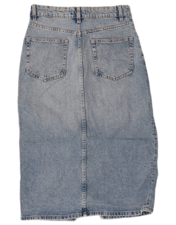 Zara Saia jeans feminina de cintura alta pequena W26 azul