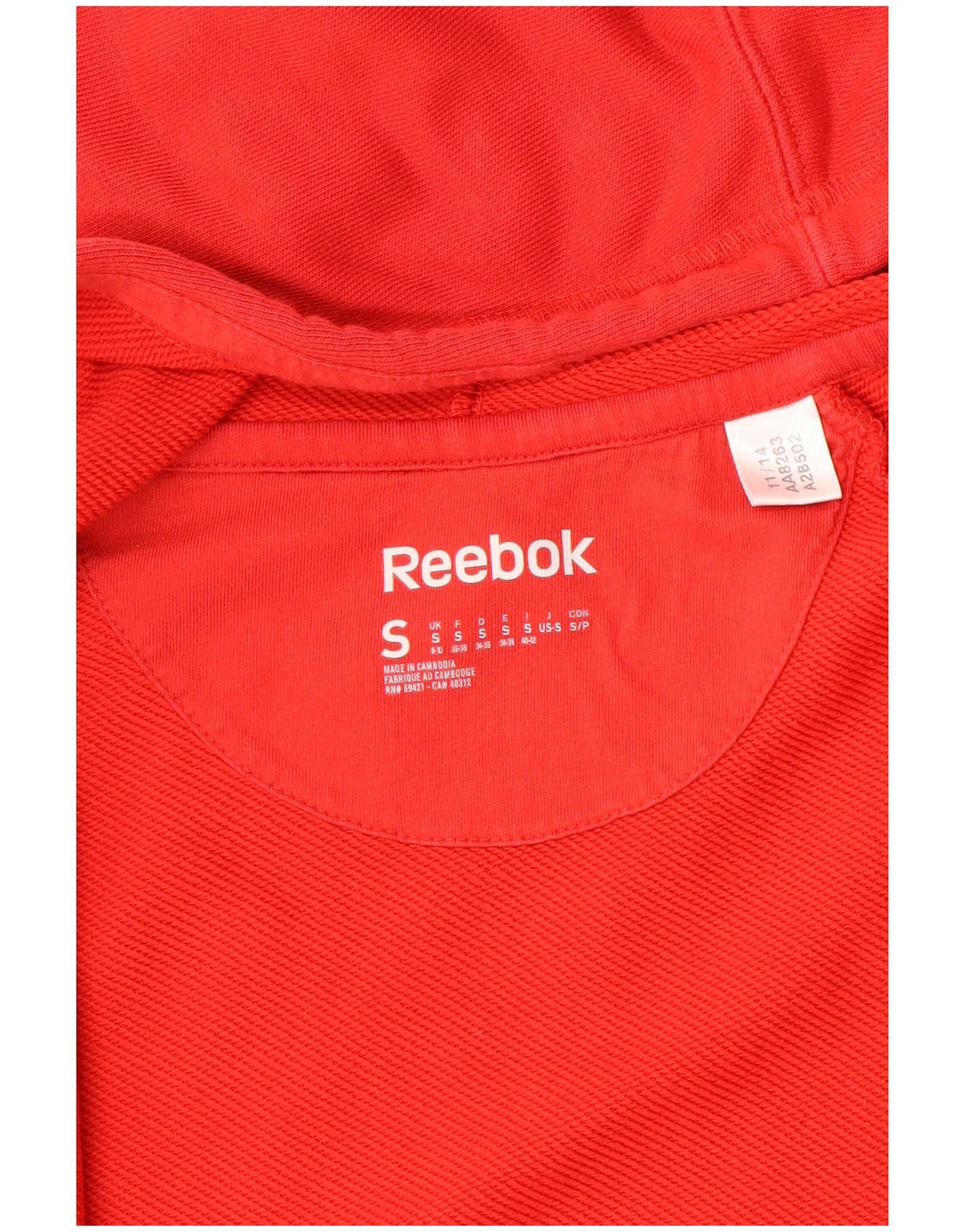 Suéter Reebok feminino com capuz e zíper UK 10 pequeno vermelho
