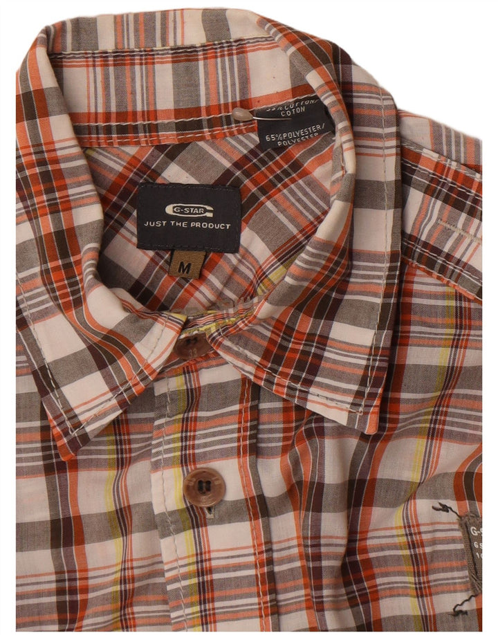 Camisa masculina G-Star média xadrez multicolorida de algodão