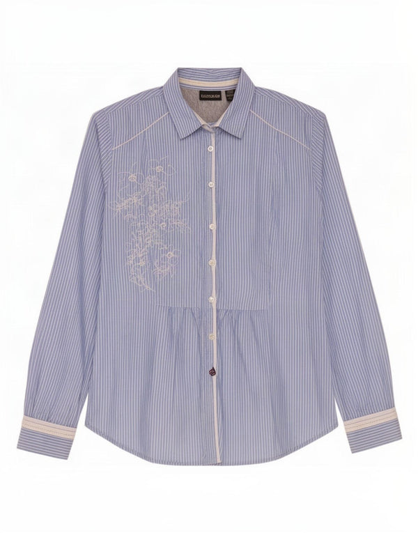 Camisa feminina Napapijri UK 10 pequena listra azul