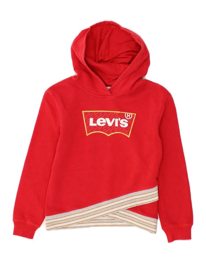 LEVI'S Girls Graphic Hoodie Jumper 11-12 Years Red Cotton Vintage Levi's and Second-Hand Levi's from Messina Hembry 
