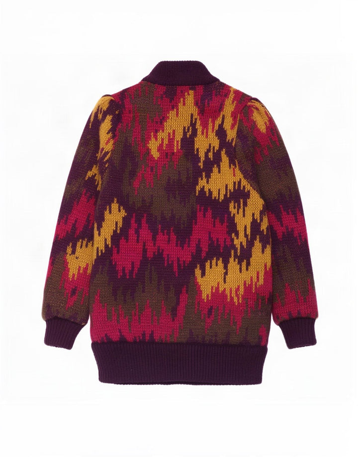Suéter cardigã feminino com padrão abstrato EXE Reino Unido 16 grande multicolorido