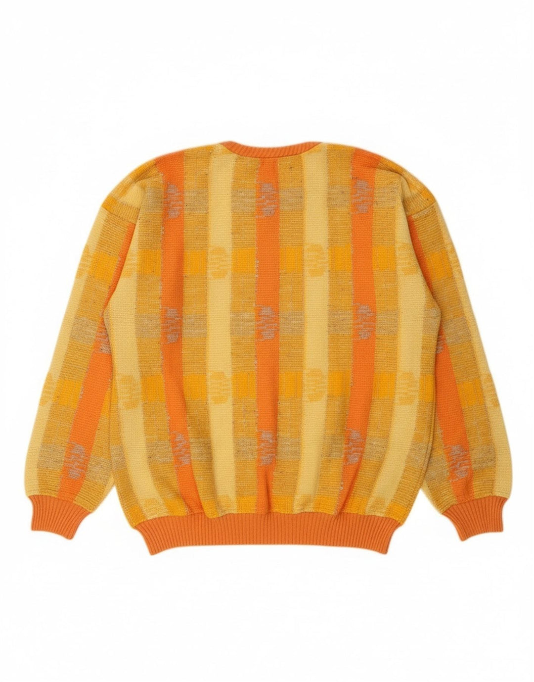 Suéter boxer masculino com gola redonda, algodão listrado amarelo médio