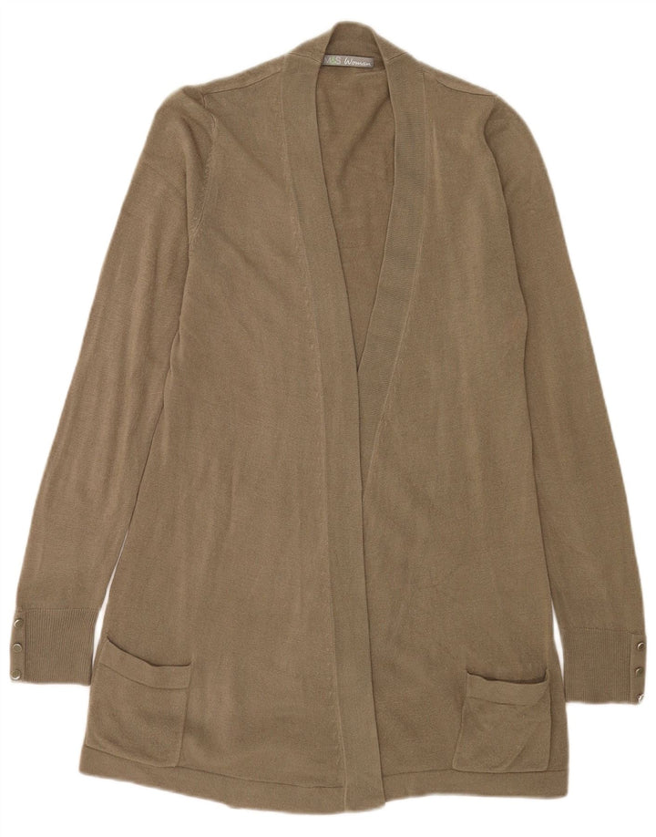 Suéter feminino Marks & Spencer Longline Open Cardigan Reino Unido 14 Médio Caqui