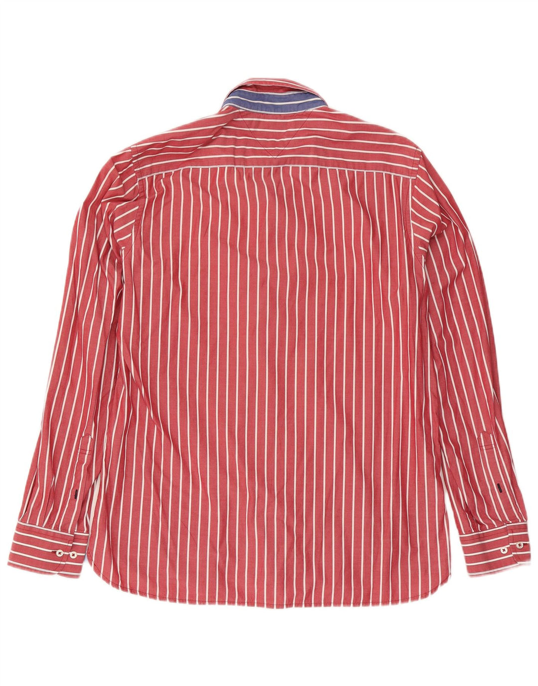 Camisa masculina Tommy Hilfiger Custom Fit de algodão listrado vermelho médio