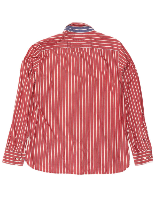 Camisa masculina Tommy Hilfiger Custom Fit de algodão listrado vermelho médio