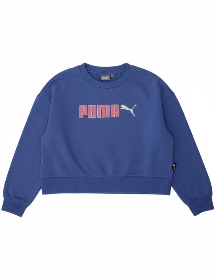 Suéter gráfico PUMA para meninas 9-10 anos algodão azul