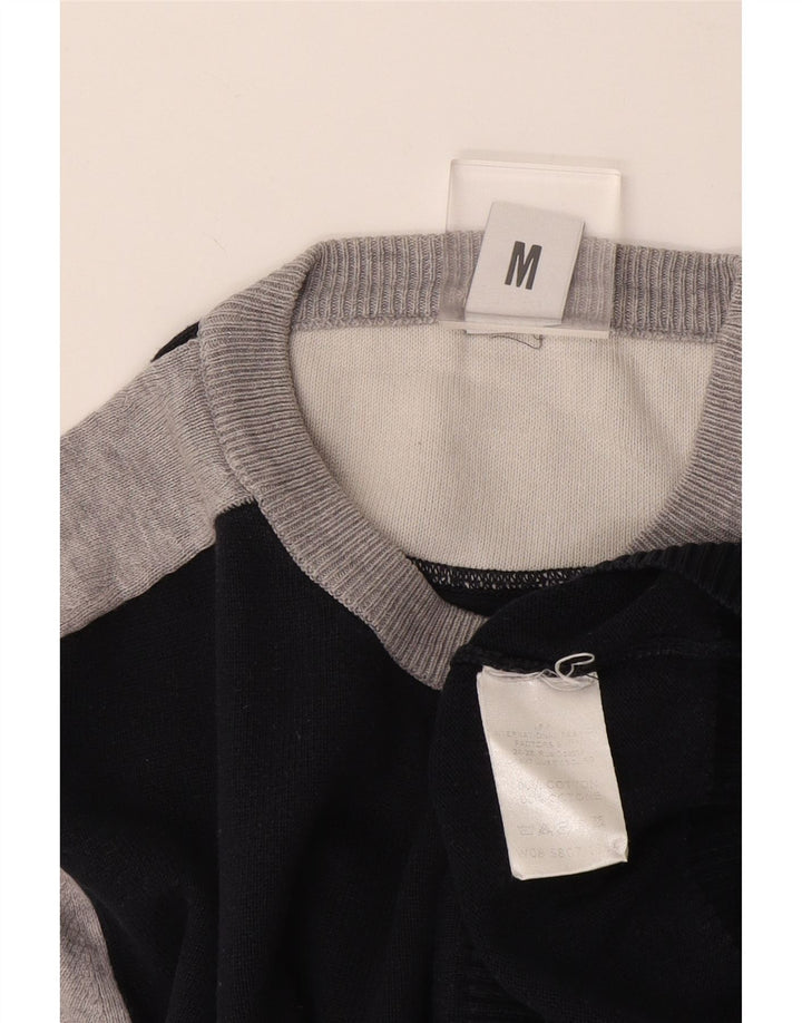 Suéter masculino Bikkembergs com gola redonda e bloco colorido azul marinho médio